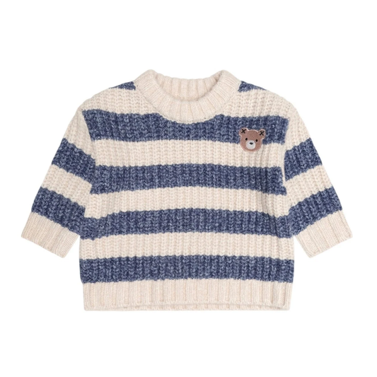 Huxbaby Ink / Ecru Stripe Hux Embroidered Long Sleeve Sweatshirt