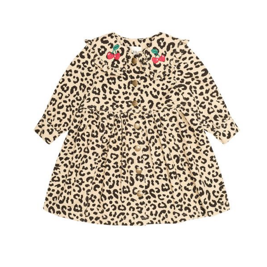 Huxbaby Animal Leopard Cherry Collar Dress