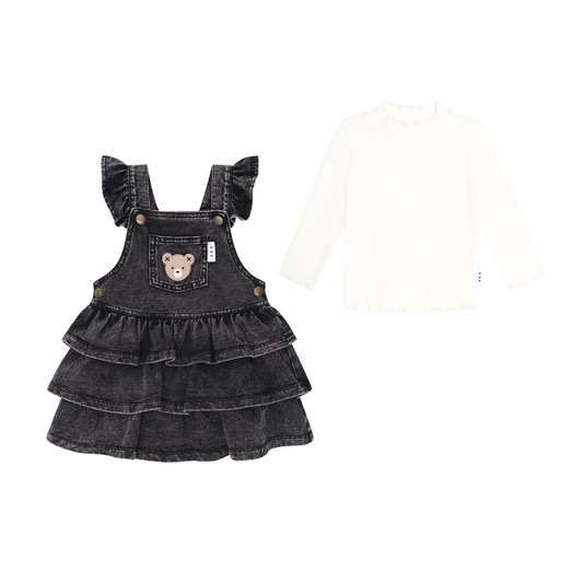 Huxbaby Denim Black /Almond Frill Knit Jumper