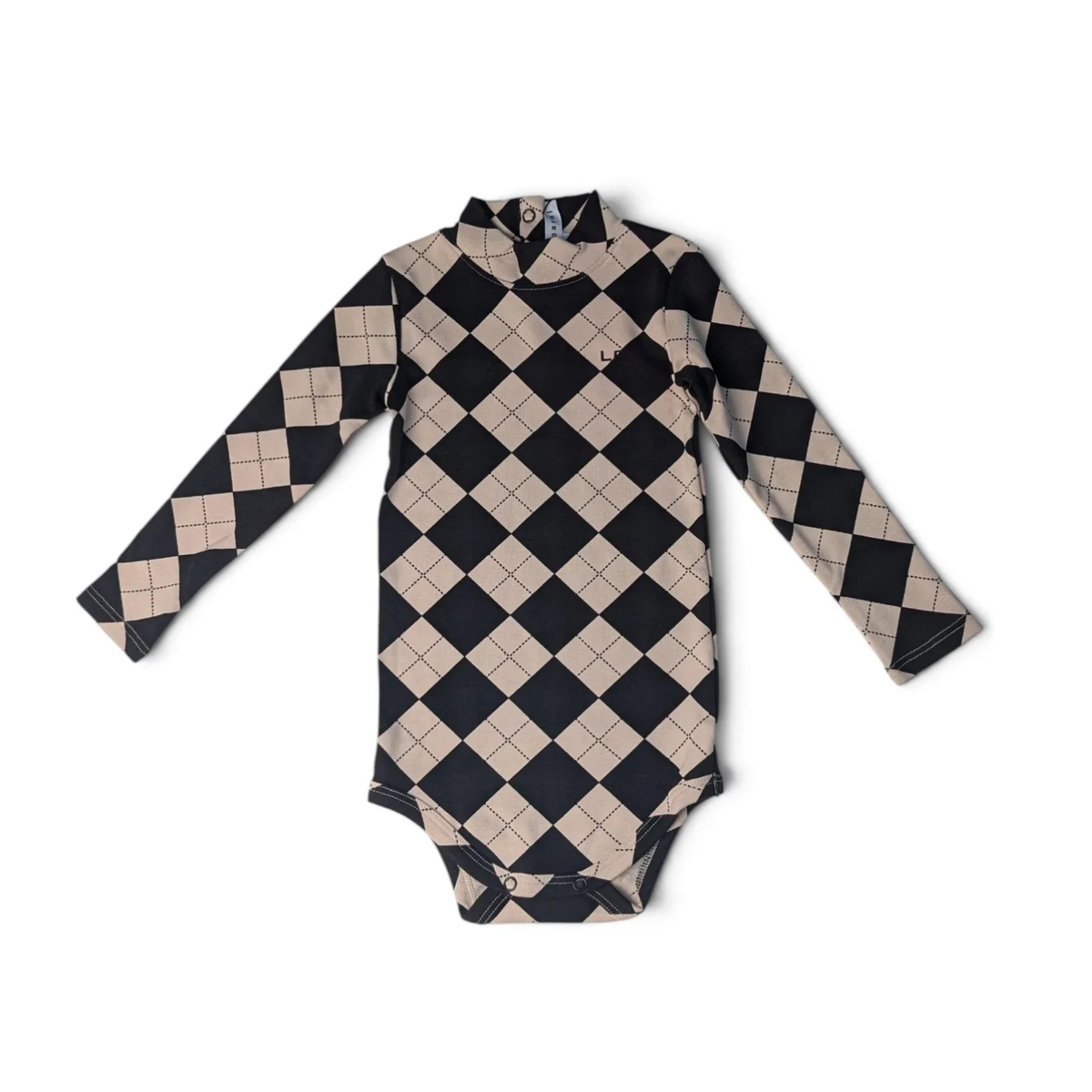 Little Parni Black Argyle Baby Turtleneck