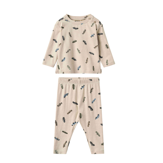 Wheat Cement Ebbe Cars Pants Set
