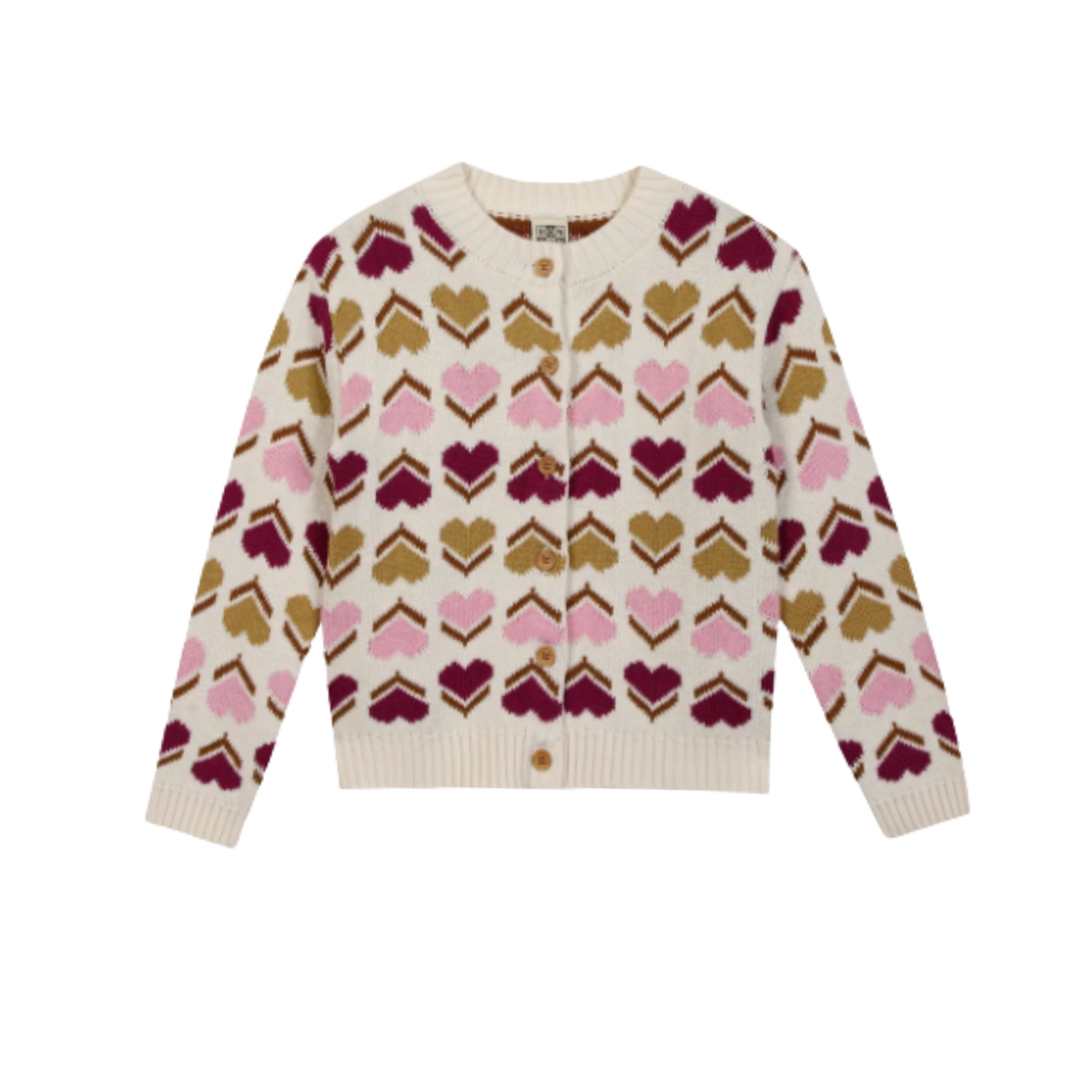 Bonton Milk Heart Long Sleeve Cardigan