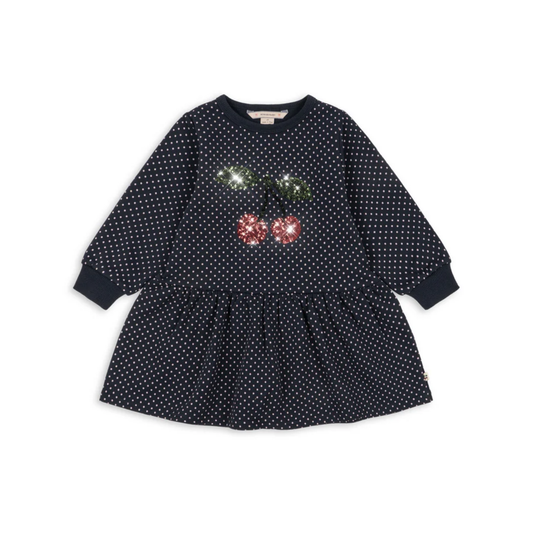 Konges Slojd Navy Cherry Sparkle Long Sleeve Dress