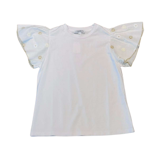 L'Orsobruno White Embroidered Short Sleeve T-shirt
