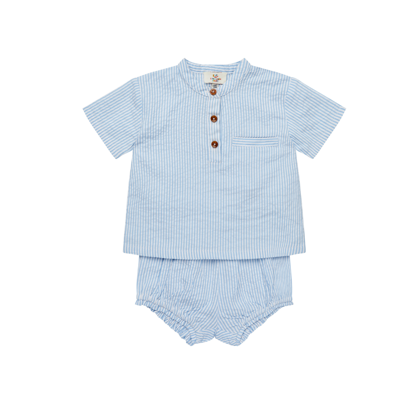 Copenhagen Colors Sky Blue Seersucker Stripe Bloomer Set