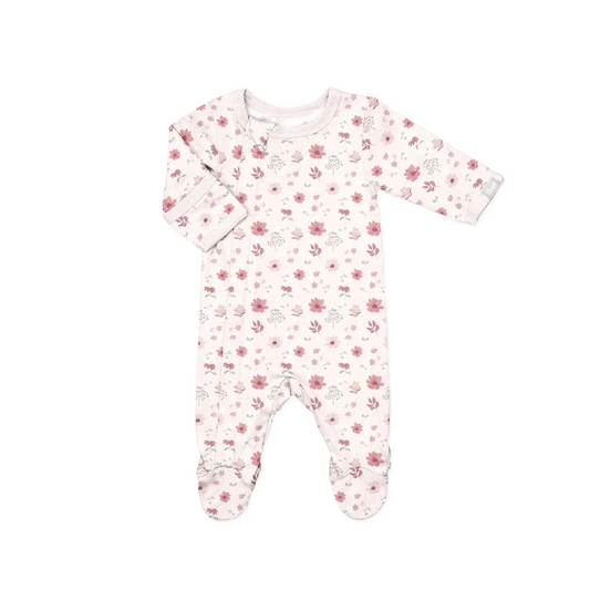 Coccoli Rosewater Floral Modal Zipper Footie