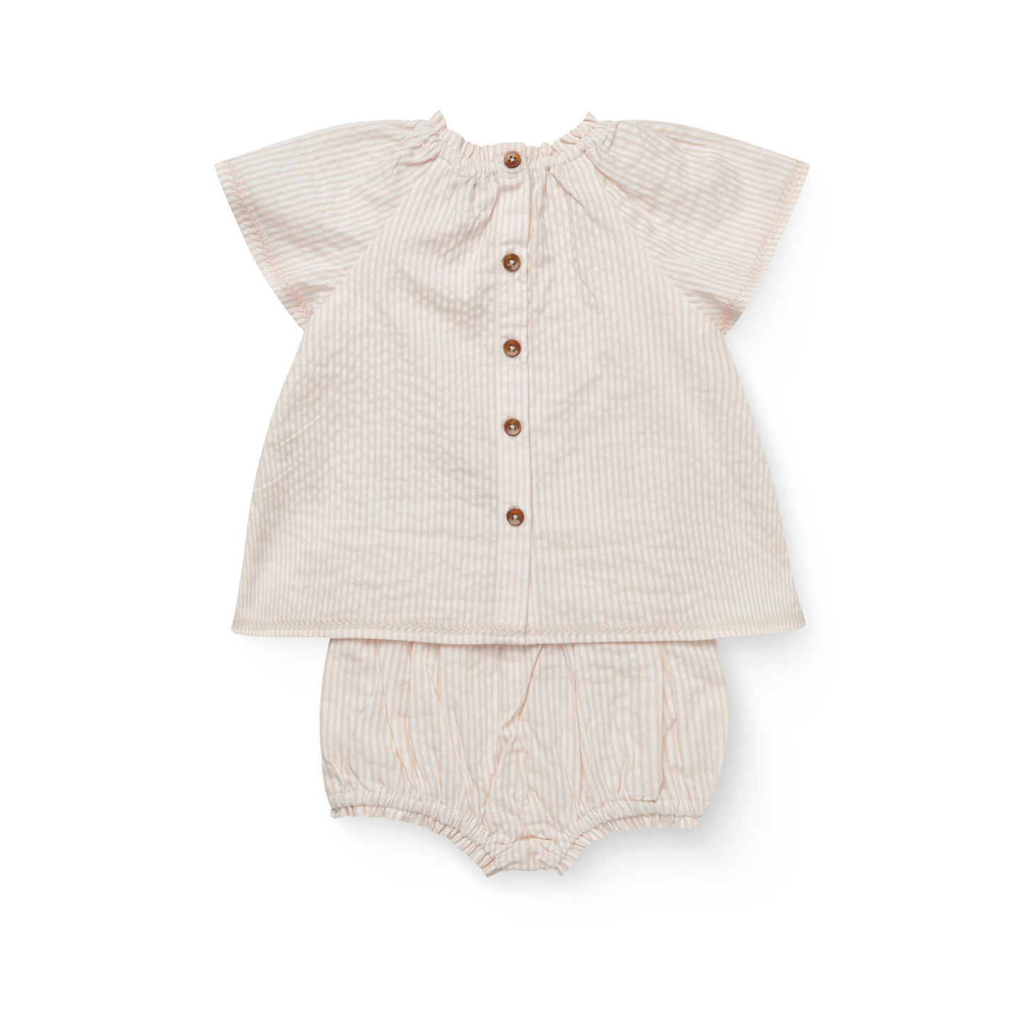 Copenhagen Colors Dusty Rose Seersucker Stripe Embroidery Bloomer Set