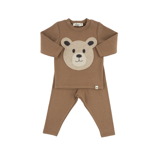 Oh Baby! Chocolate Bear Face Ribbed Set