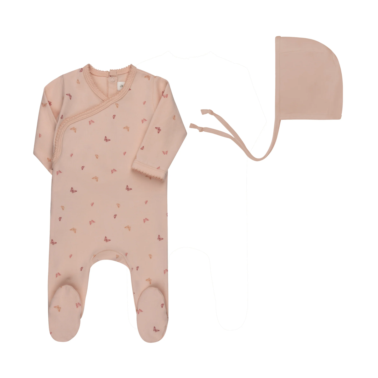 Aurora Pink Jersey Cotton Butterfly/Dragonfly Collection Footie + Bonnet