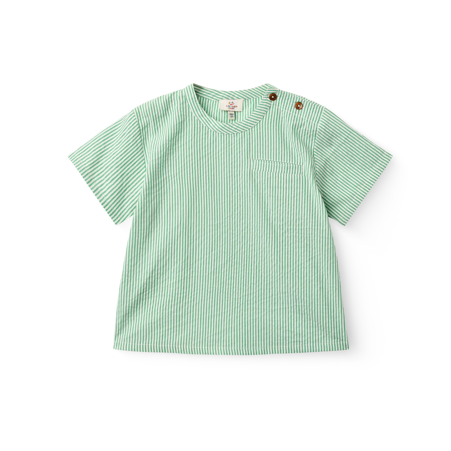 Copenhagen Colors Sharp Green Seersucker Ss Blouse
