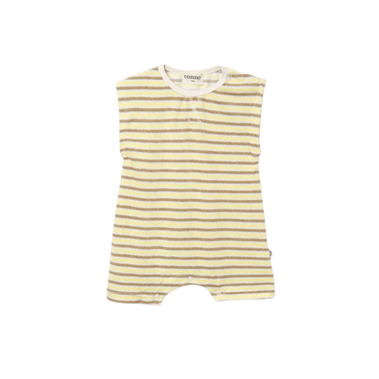 Cozmo Sand Yellow Corey Striped Terry Romper