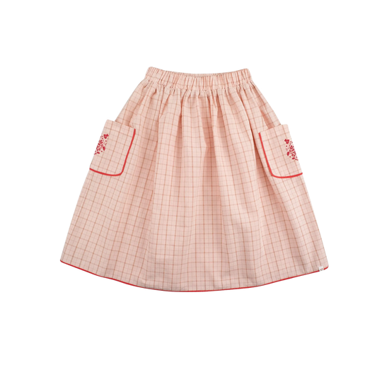The Little Poets Vichy Rose Amália Midi Skirt