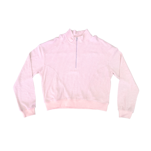 Theme Pastel Pink Heart Waffle Half Zip Sweatshirt