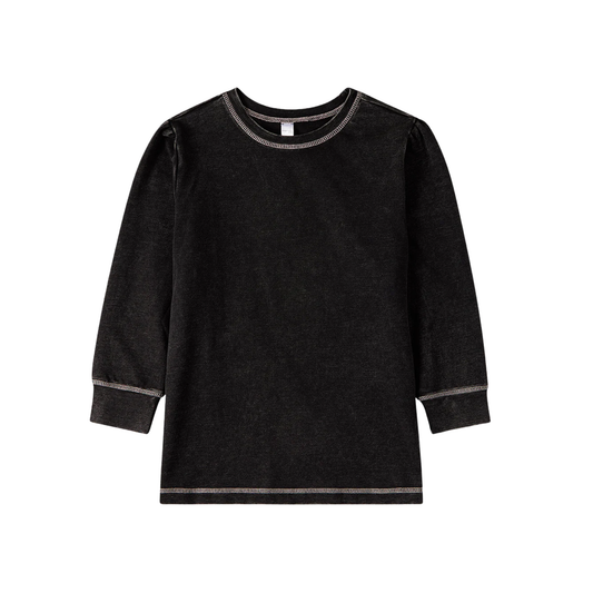 Memoi Black-Pink Heathered Long Sleeve T-Shirt