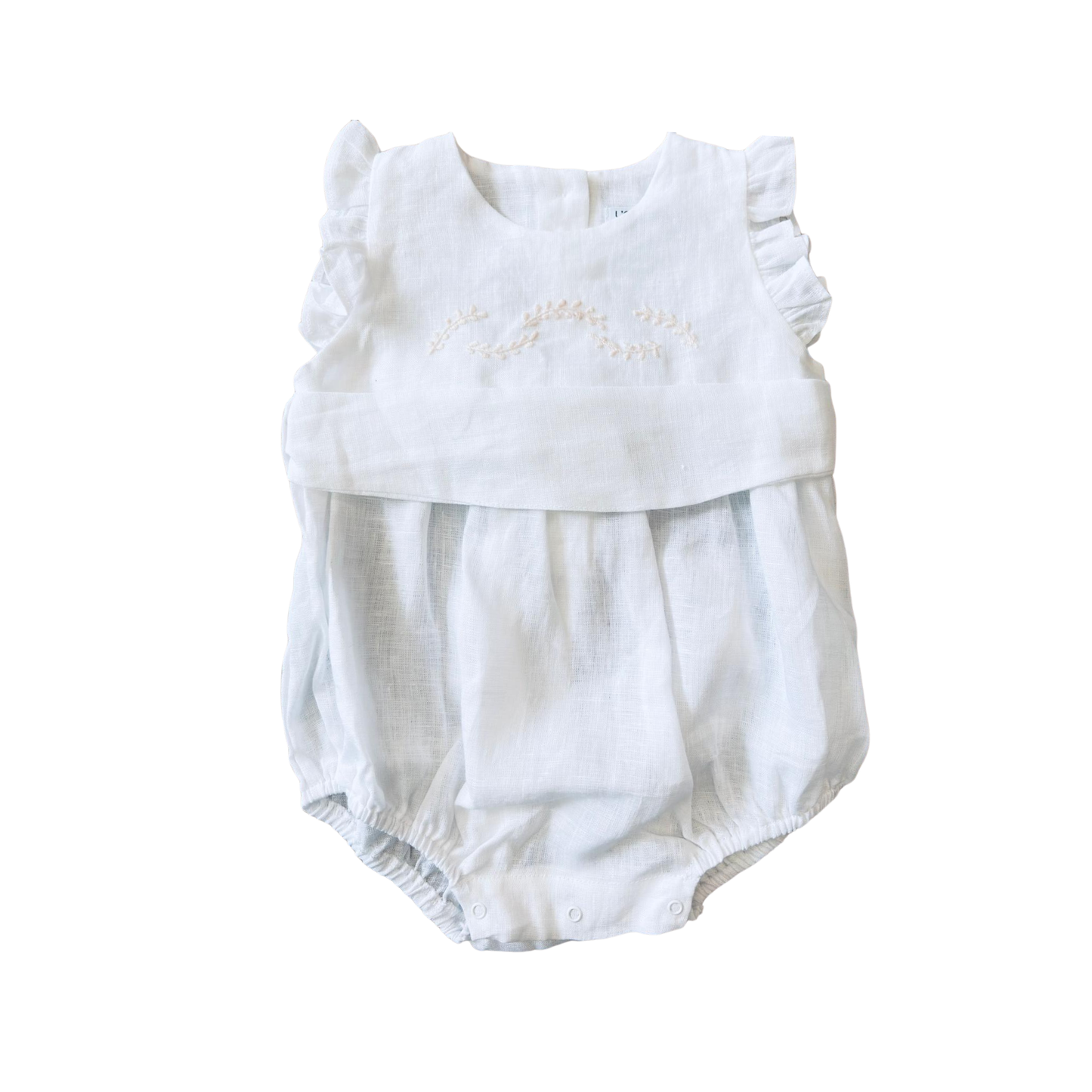 L'Orsobruno Antique White Delicate Floral Embroidered Romper