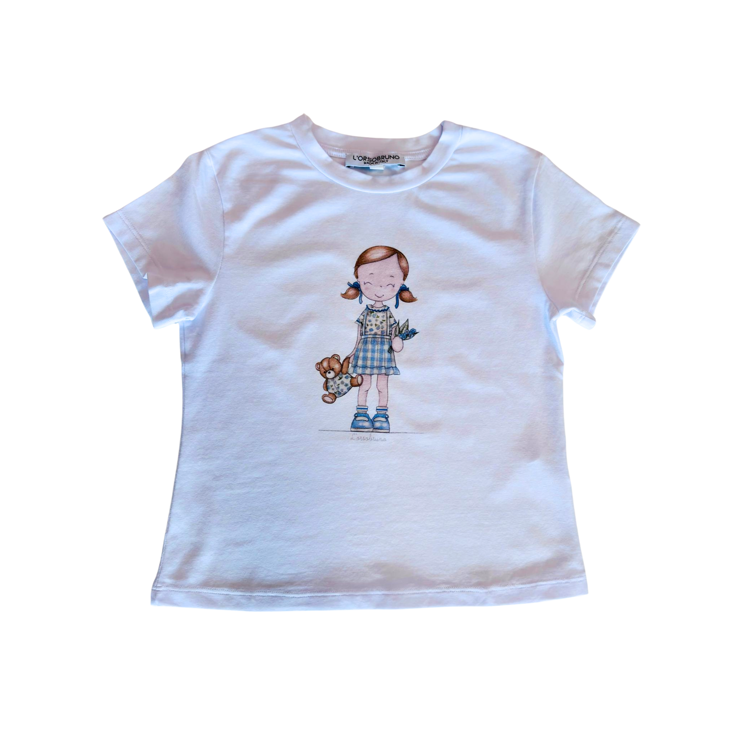 L'Orsobruno White Doll Short Sleeve Tee