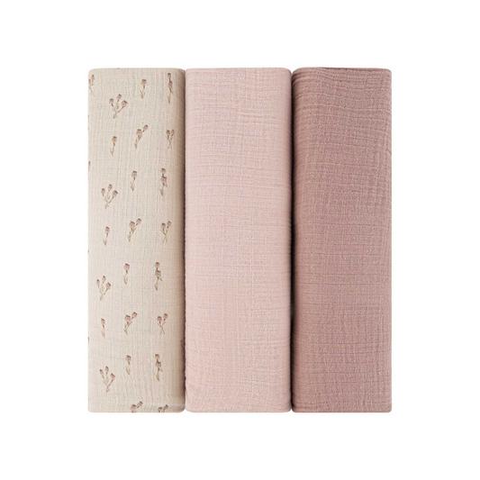 Ely'S & Co Bluebell / Lavender 3 Pack Muslin Swaddle
