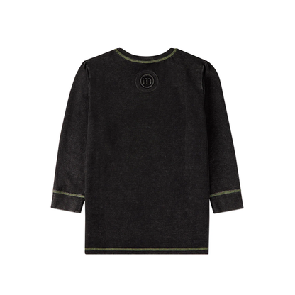 Memoi Black-Yellow Heathered Long Sleeve T-Shirt