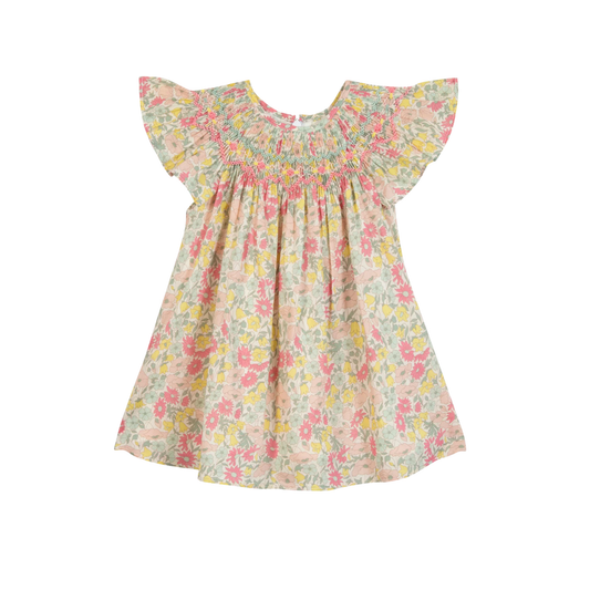 Tartine Et Chocolat Bright Yellow/Green Cirtrus Floral Dress