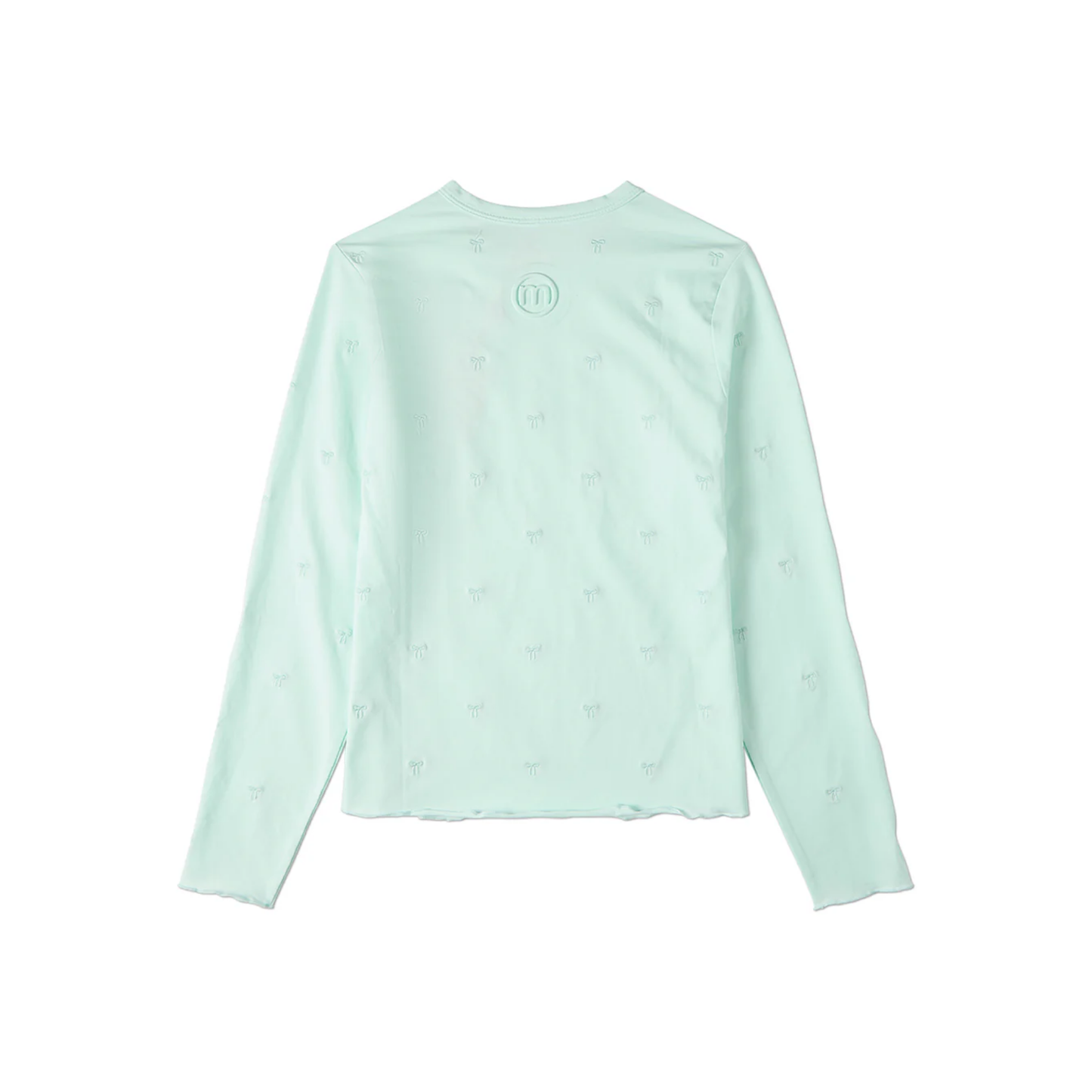 Memoi Mint Embroidered All Over Bows Long Sleeve T-Shirt