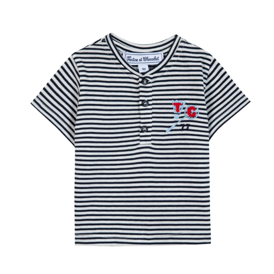 Tartine Et Chocolat Navy Striped Short Sleeve Tee