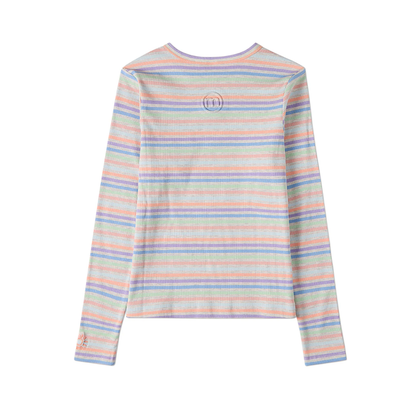 Memoi Pastel Mix Summer Sun Striped Long Sleeve T-Shirt