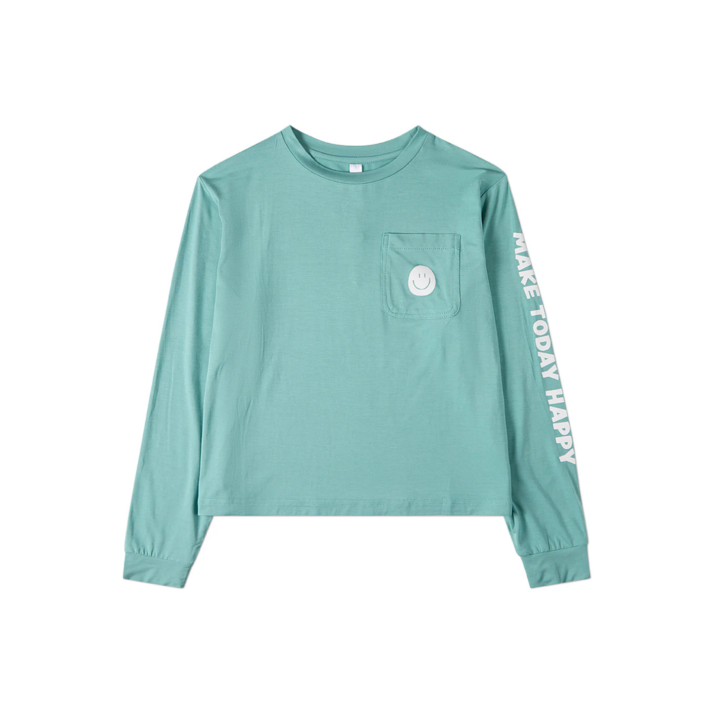 Memoi Teal Make Today Happy Smiley Long Sleeve T-Shirt