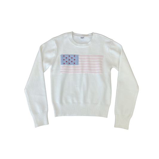 Theme Tiegan White American Flag Sweater