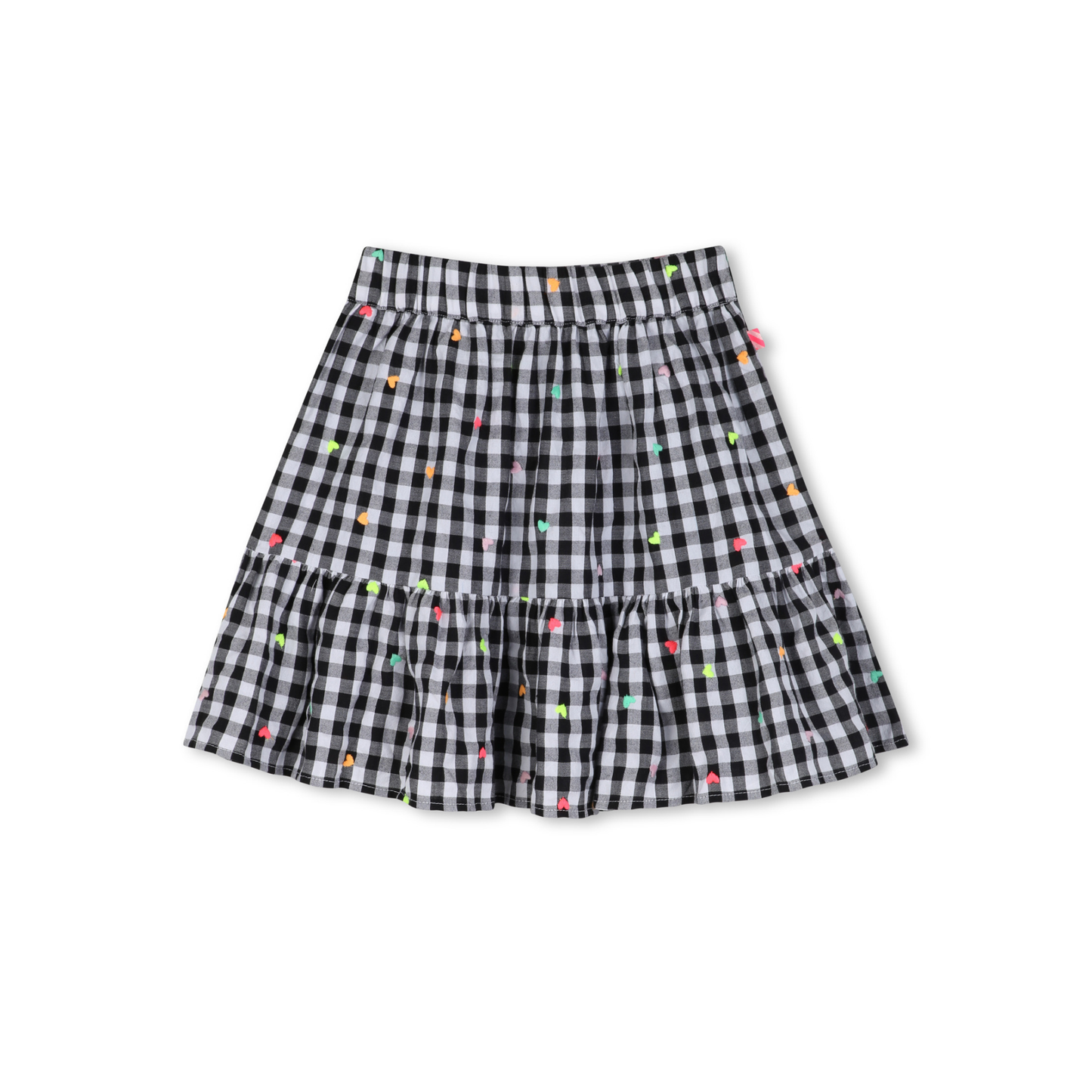 Billieblush White Black Embroidered Hearts Gingham Skirt