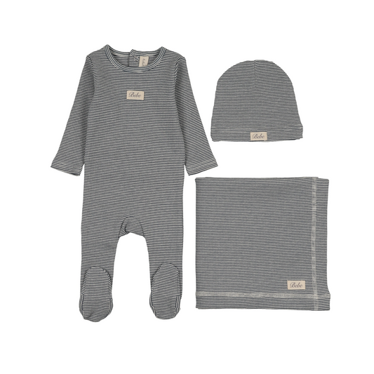 Lilette Off Navy Striped Bebe Layette Set