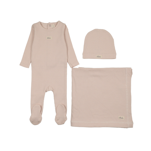 Lilette Dusty Pink Striped Bebe Layette Set