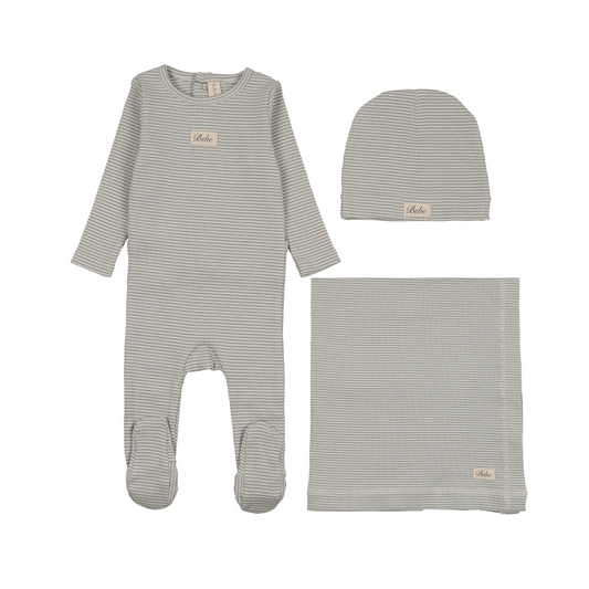 Lilette Light Blue Striped Bebe Layette Set