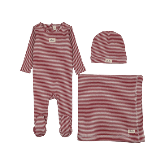 Lilette Red Striped Bebe Layette Set