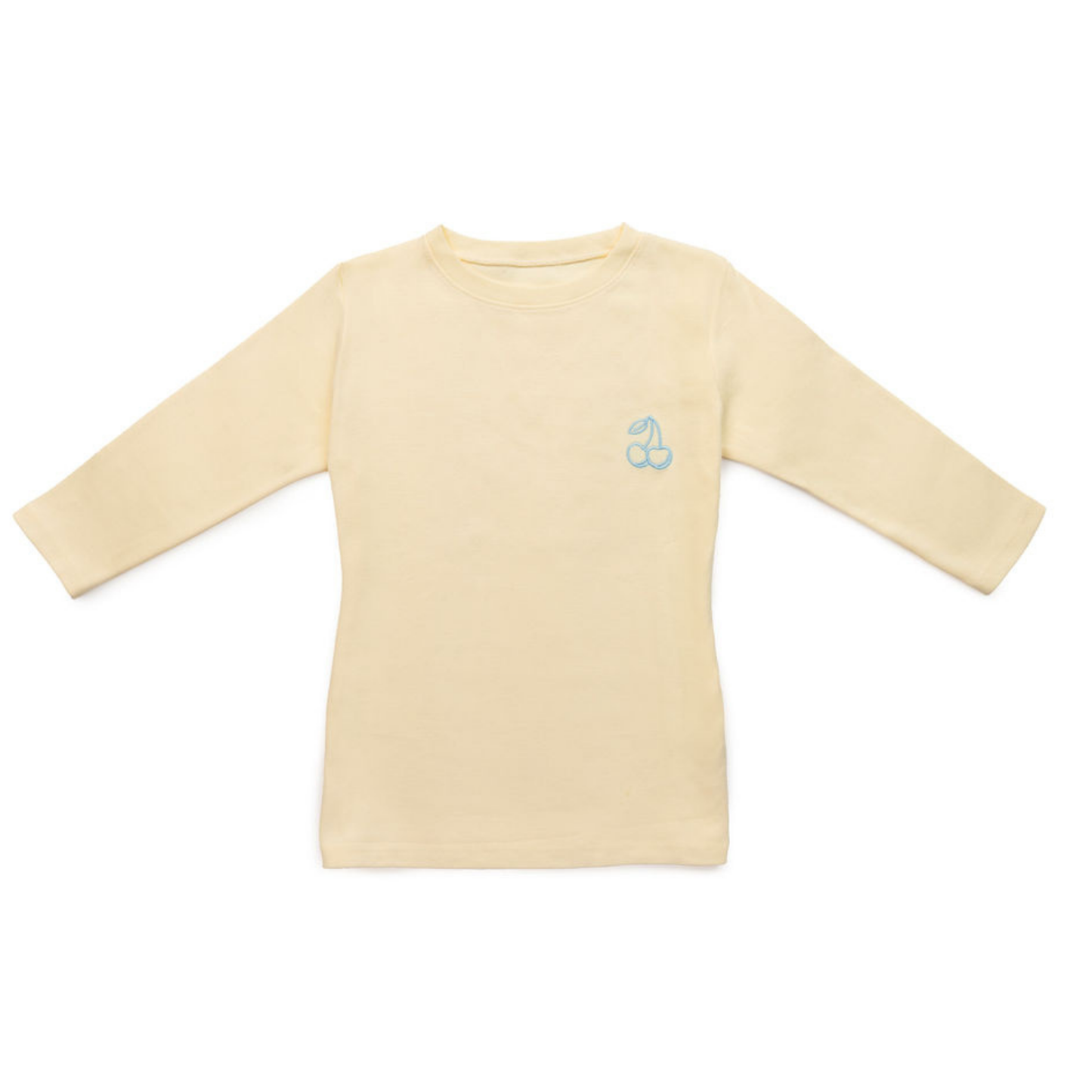 Positivi-T Yellow Embroidered Cherry 3/4 Sleeve