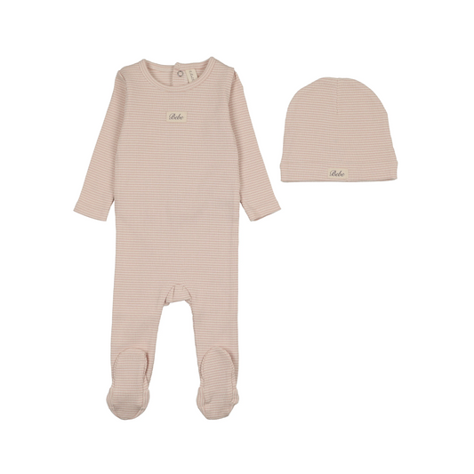 Lilette Dusty Pink Striped Bebe Footie Set