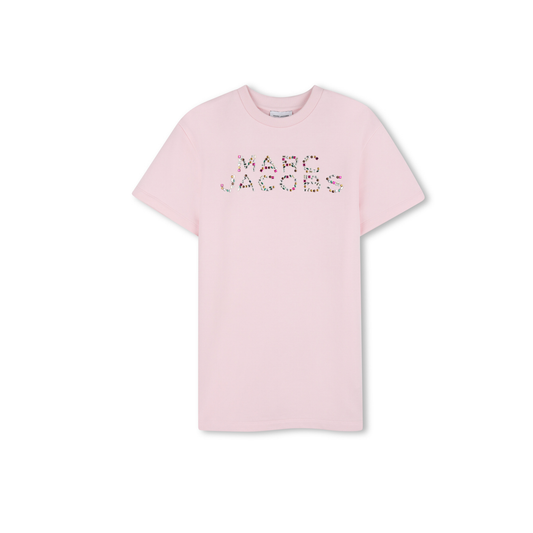 The Marc Jacobs Pink Rhinestones French Terry Short Sleeve Dress
