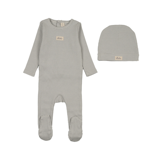 Lilette Light Blue Striped Bebe Footie Set