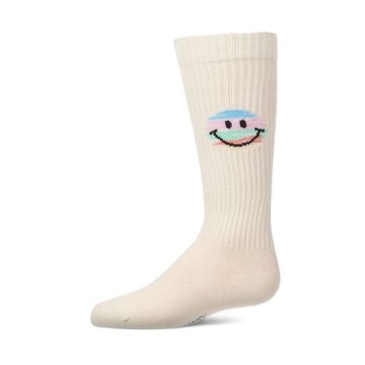 Memoi Winter White Colorful Smiley Face Knee High