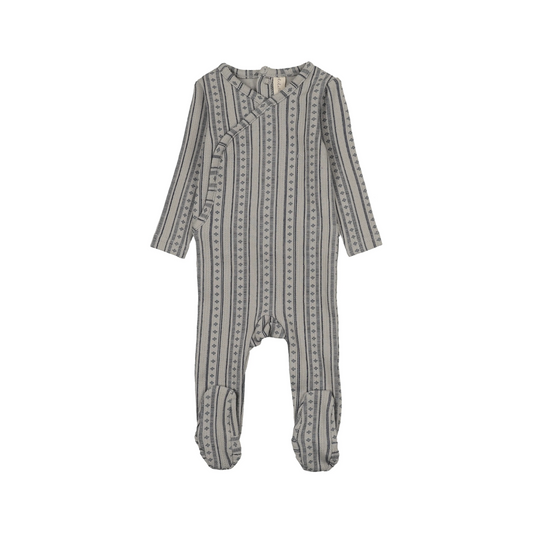Lilette Pale Blue Linear Print Footie