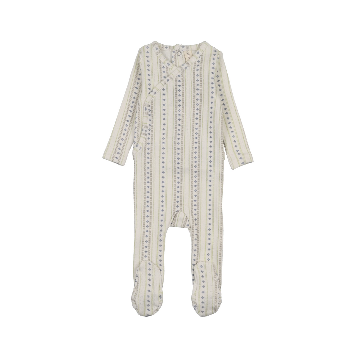 Lilette Cream/Blue Linear Print Footie