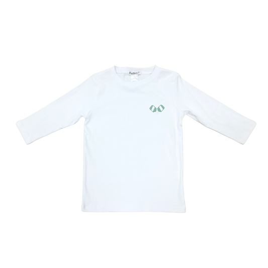 Positivi-T White Embroidered Pickleball 3/4 Sleeve Tee