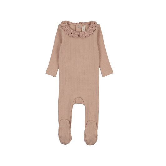 Lilette Dusty Pink Crochet Collar Footie