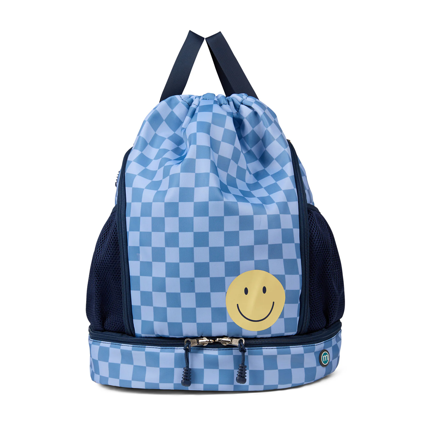 Memoi Blue Smiley Checkered Bag