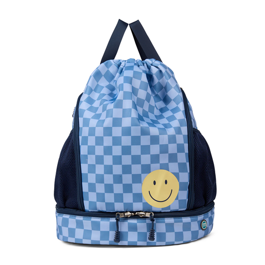 Memoi Blue Smiley Checkered Bag