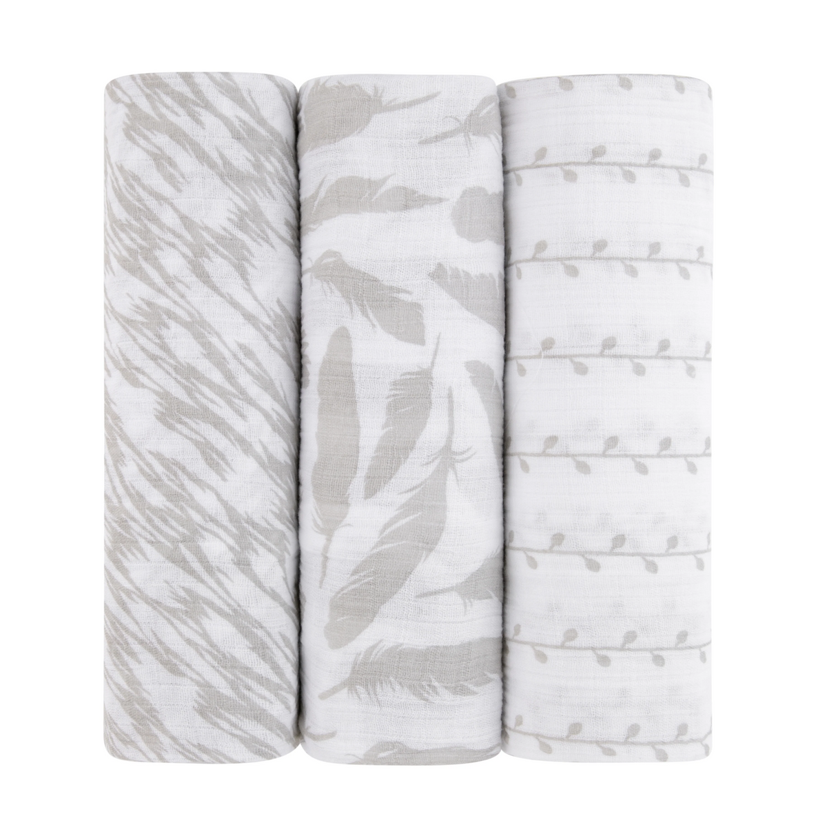 Ely's & Co Grey 3 Pack Muslin Classic Swaddle