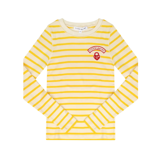Little Parni Yellow / Ivory Wide Striped Long Sleeve Tshirt