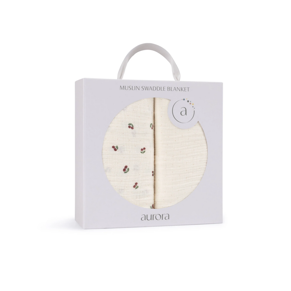 Aurora Ivory/Red 2 Pack Cherry Print Collection Muslin Swaddle