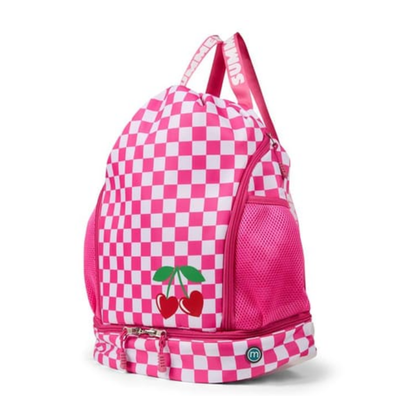 Memoi Hot Pink Heart Cherries Checkered Bag
