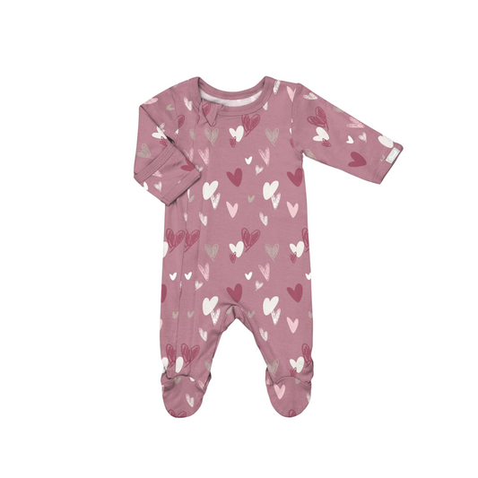 Coccoli Nostalgia Hearts Modal Zipper Footie