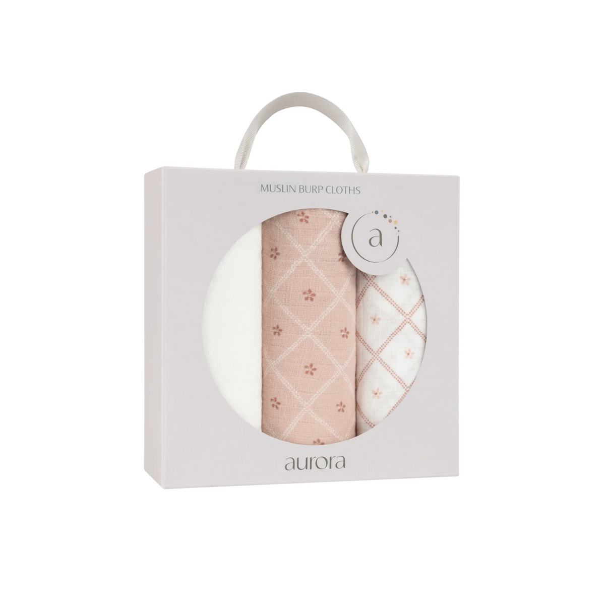Aurora Pink 3 Pack Muslin Burp Cloth Diamond Print